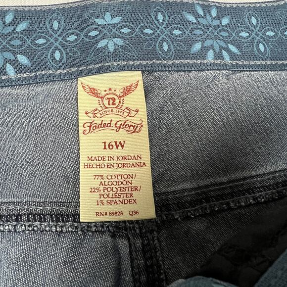 Faded Glory Denim Bermuda Shorts Stretch Waist Patchwork Pocket Plus Size 16W - Picture 3 of 9